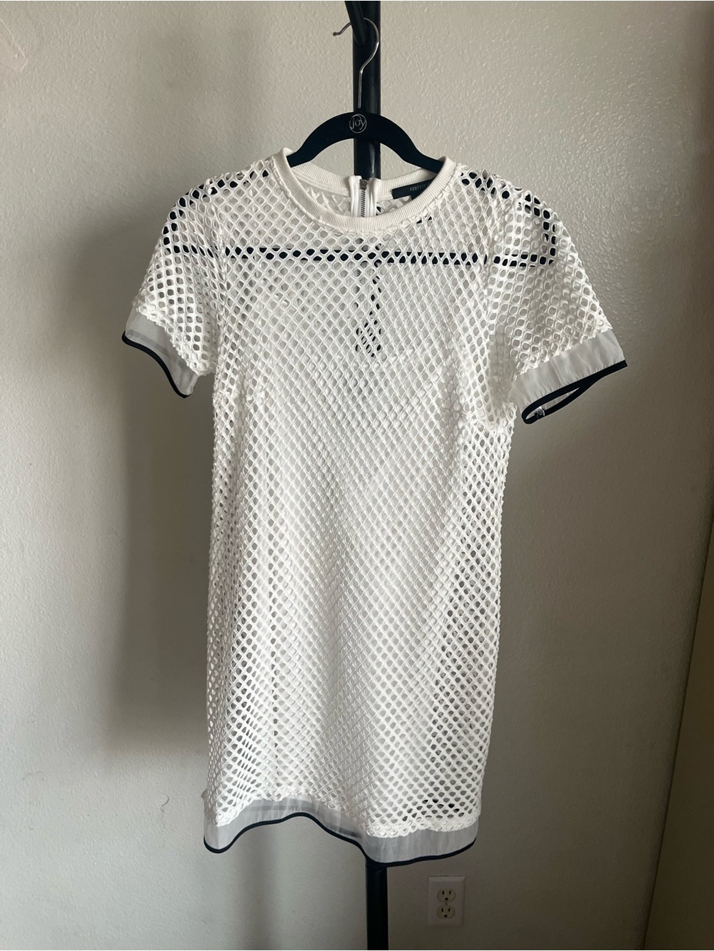 Forever 21 White Mesh Mini Dress with Black Trim